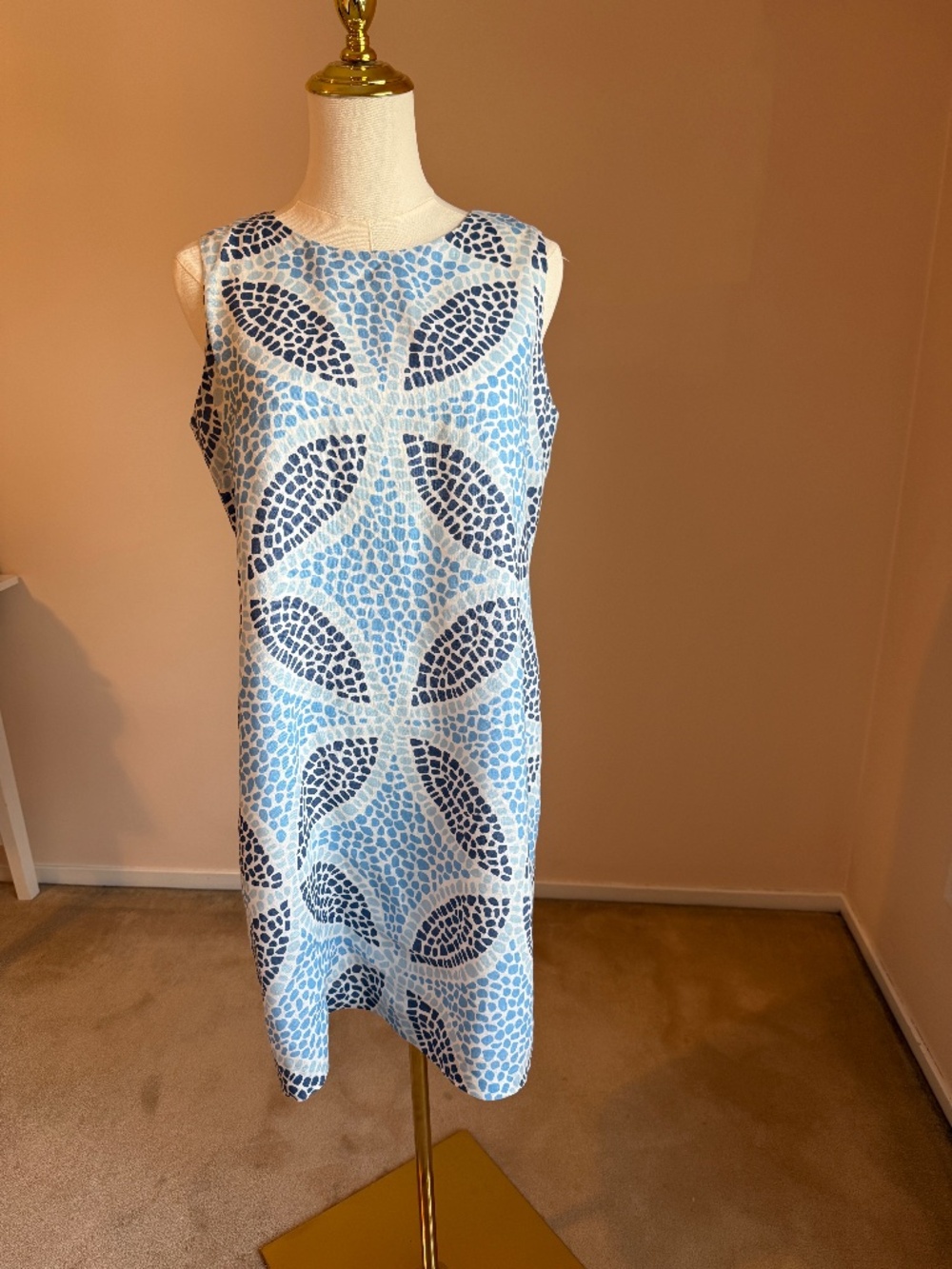 Island Company 100% Linen Mosaic Classic Shirt Dress Size XS